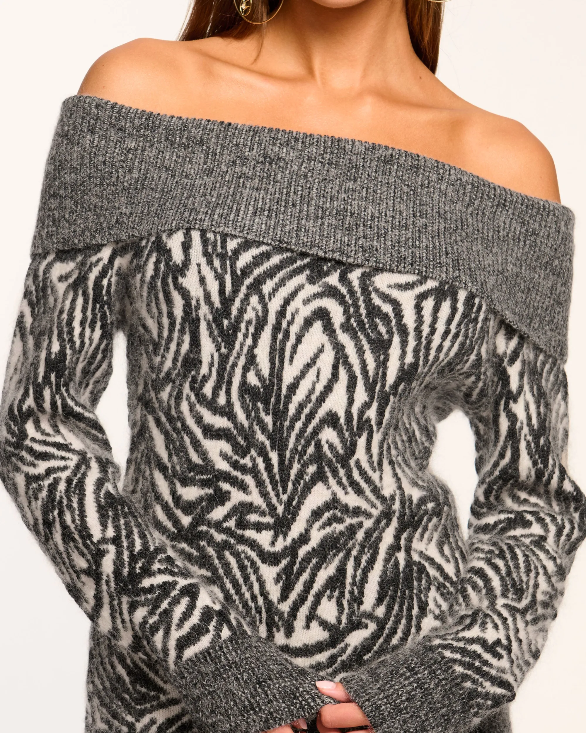 Online Ramy Brook Maisha Off-The-Shoulder Sweater Blackanimal