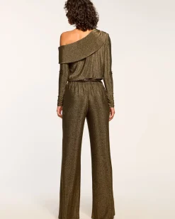 Fashion Ramy Brook Manny Off-The-Shoulder Sparkle Jumpsuit Goldknit