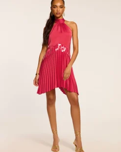 New Ramy Brook Marcia Embellished Halter Mini Dress Ruby