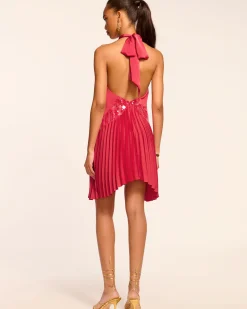 New Ramy Brook Marcia Embellished Halter Mini Dress Ruby