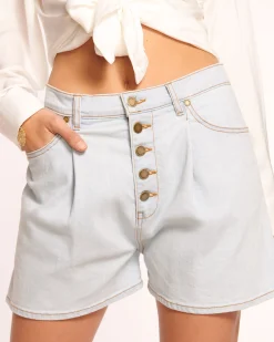 Best Ramy Brook Matie Relaxed Denim Mini Short Bleachedwash