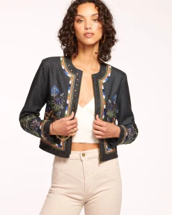 Hot Ramy Brook Mav Embroidered Denim Jacket Embroideredindigo