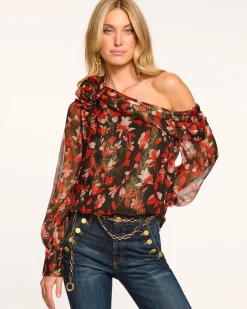 Discount Ramy Brook Maylien Off-The-Shoulder Blouse Rubytwilight