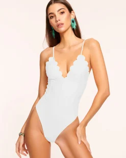 New Ramy Brook Mikayla Scalloped One Piece Swimsuit White