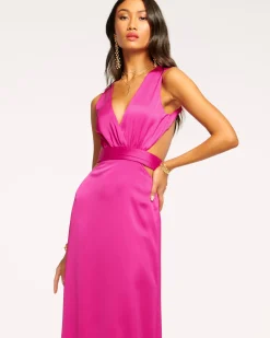 Online Ramy Brook Milan Open Back Gown Black