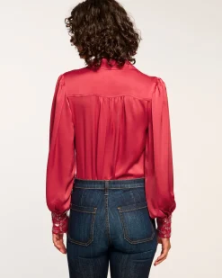 Fashion Ramy Brook Milca Embellished Button Down Top Ruby