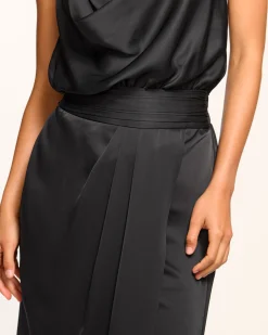 Sale Ramy Brook Monica Cowl Neck Midi Dress Black