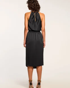 Sale Ramy Brook Monica Cowl Neck Midi Dress Black