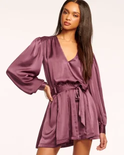 Clearance Ramy Brook Montana Puff Sleeve Mini Dress Pinotnoir