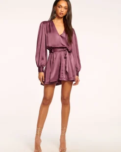 Clearance Ramy Brook Montana Puff Sleeve Mini Dress Pinotnoir