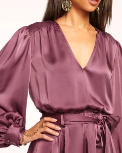 Clearance Ramy Brook Montana Puff Sleeve Mini Dress Pinotnoir