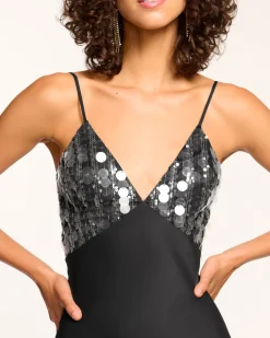Outlet Ramy Brook Nadiene Embellished Slip Midi Dress Black