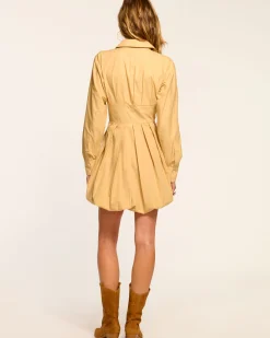 Clearance Ramy Brook Naira Cotton Poplin Bubble Mini Dress Burlap