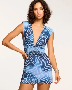 Outlet Ramy Brook Nathalie Plunging Mini Dress Navyswirl