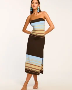 Discount Ramy Brook Nava Strapless Coverup Dress Brownstripe