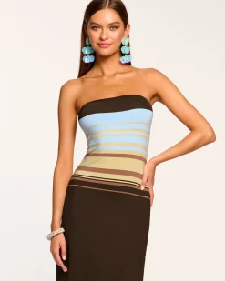 Discount Ramy Brook Nava Strapless Coverup Dress Brownstripe