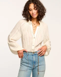 Clearance Ramy Brook Nellie Button Down Blouse Ivory