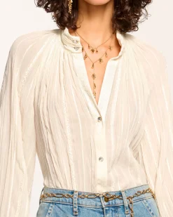 Clearance Ramy Brook Nellie Button Down Blouse Ivory