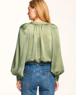 Outlet Ramy Brook Nevada Puff Sleeve Blouse Pinotnoir