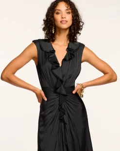 Hot Ramy Brook Olive Ruffle V-Neck Midi Dress