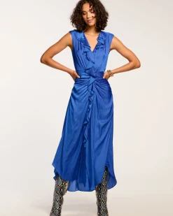 Hot Ramy Brook Olive Ruffle V-Neck Midi Dress