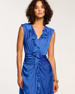 Hot Ramy Brook Olive Ruffle V-Neck Midi Dress