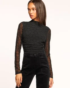 Best Ramy Brook Opal Embellished Turtleneck Top Blackdiamond