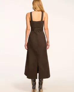 Clearance Ramy Brook Pamela Sleeveless Denim Midi Dress Desertbrown