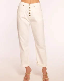 Hot Ramy Brook Pearle Cropped Straight Leg Jean White