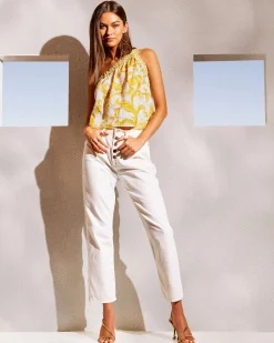 Hot Ramy Brook Pearle Cropped Straight Leg Jean White