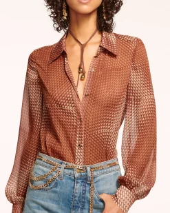 Hot Ramy Brook Polly Button Down Blouse Saddlegeo