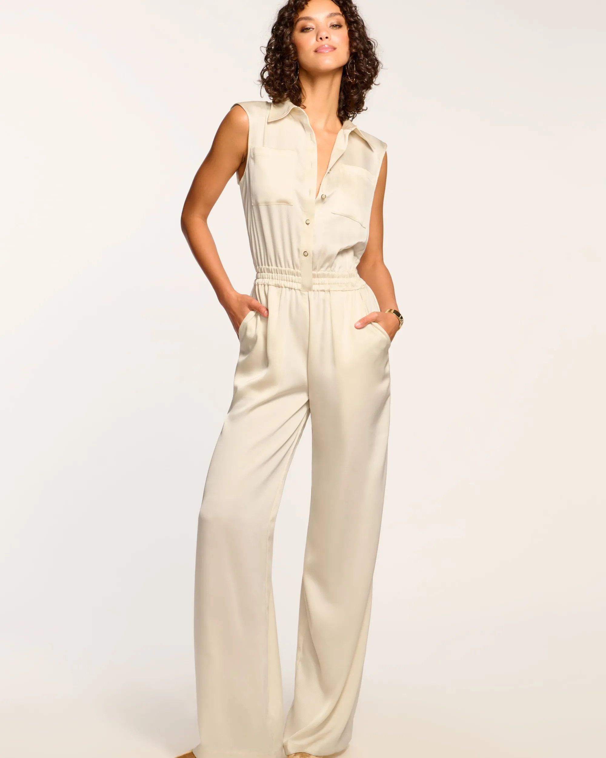 Hot Ramy Brook Rabiya Button Down Jumpsuit Cream