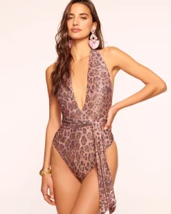 Hot Ramy Brook Raquel V-Neck One Piece Swimsuit Perfectpink