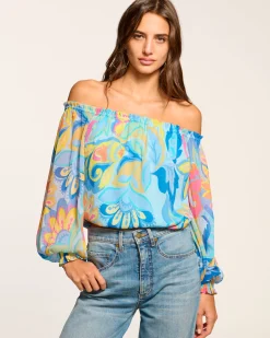 Sale Ramy Brook Rico Off-The-Shoulder Top Watercolorfloral
