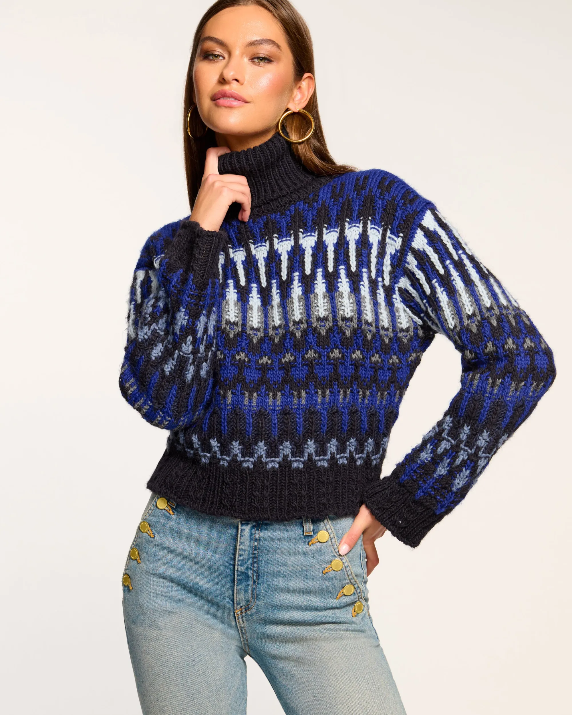 Discount Ramy Brook Rufus Turtleneck Sweater Lapisfairisle