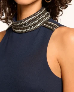 Hot Ramy Brook Ruth Embellished Turtleneck Tank Top Navy