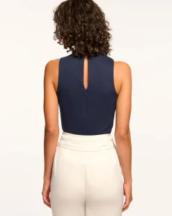 Hot Ramy Brook Ruth Embellished Turtleneck Tank Top Navy