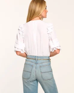 Online Ramy Brook Samira Ruffle Blouse Ivory