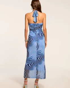 Fashion Ramy Brook Sandie Halter Midi Dress Navyswirl