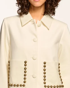 New Ramy Brook Shoshana Studded Ponte Jacket Whiteponte