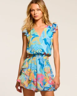 Sale Ramy Brook Simone Smocked Mini Dress Watercolorfloral