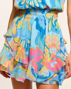 Sale Ramy Brook Simone Smocked Mini Dress Watercolorfloral