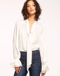 Clearance Ramy Brook Tammy Tie-Front V-Neck Blouse