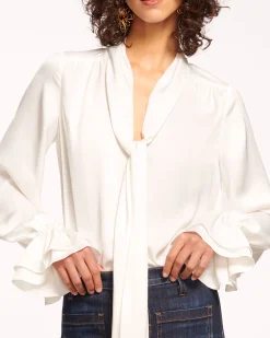 Clearance Ramy Brook Tammy Tie-Front V-Neck Blouse