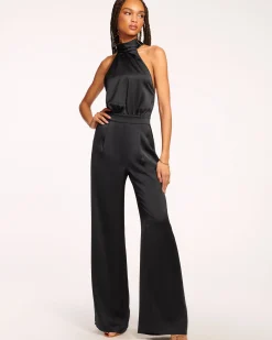 Discount Ramy Brook Tatiana Wide Leg Halter Jumpsuit Black