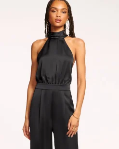 Discount Ramy Brook Tatiana Wide Leg Halter Jumpsuit Black