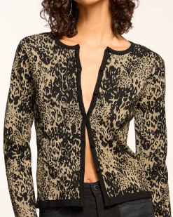 Outlet Ramy Brook Tricia Cardigan Sweater Goldleopard
