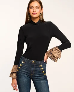Best Ramy Brook Vickiana Turtleneck Top Leopard