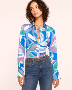 Fashion Ramy Brook Victoria Silk Button Down Blouse Sandstone