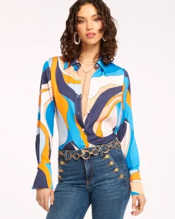 Fashion Ramy Brook Victoria Silk Button Down Blouse Sandstone